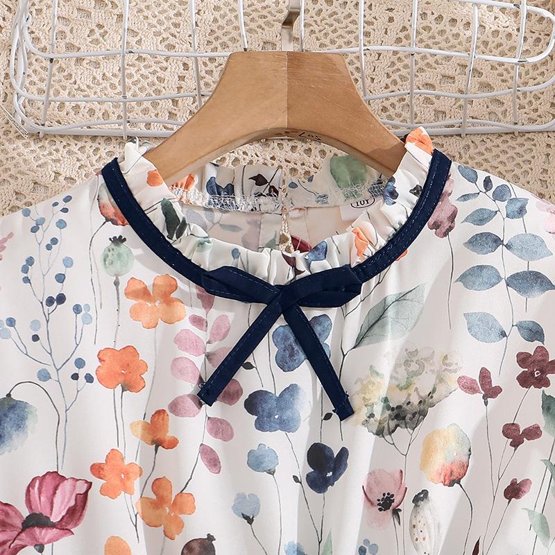 Mädchenkleid Kinderkleidung Frühling und Sommer Neuer Stil Ärmel Mädchen 8-12J Prinzessinnenkleid