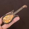 Natural Yellow Mookaite Handmade Copper Wire Wrap Guitar Pendant 4.53" k8V43