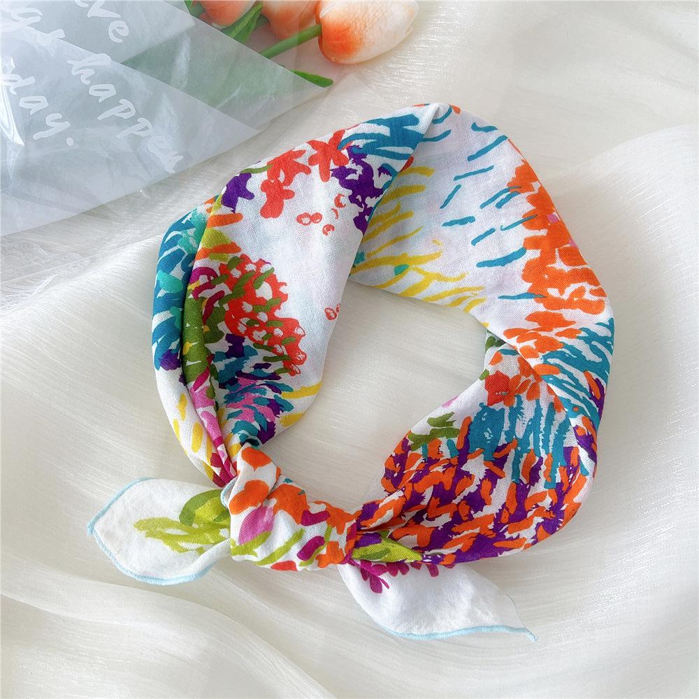 DIY Bandana Stirnband Blumendruck Haartuch 55x55cm Kleine Schals Stolen Dünner Sonnenschutz Floral Taschentuch Frisches Kopftuch