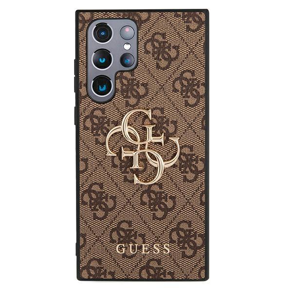 Guess Guhcs22L4Gmgbr S908 S22 Ultra Hnědý/Brown Pevný kryt 4G Velké kovové logo