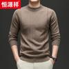 Hengyuanxiang Men's 100% Wool Round Neck Thickened Knit Sweater