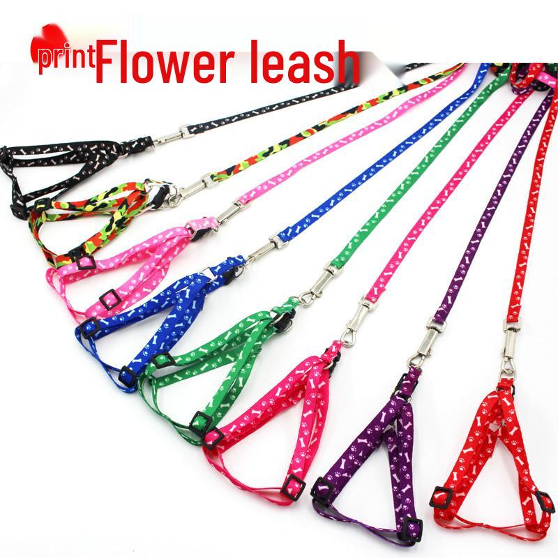 Pet Leash & Harness Set with Bone Print for Dogs & Cats