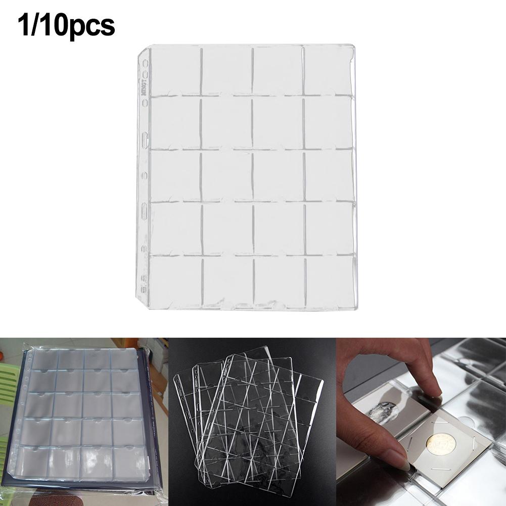 Brand New Practical Wide Application Coin Holder Sheet Clear PVC Protection 1/10 Sheet For Coin Collection 20 Pockets