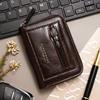Men RFID Blocking Credit Card Holder Wallet, Genuine Leather Zipper Card Case, Accordion Card Organizer Coin Purse