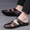 Men's shoes, sandals, half slippers, summer cowhide overalls, flat-soled Muller shoes, one pedal, hole shoes, cool slippers, men