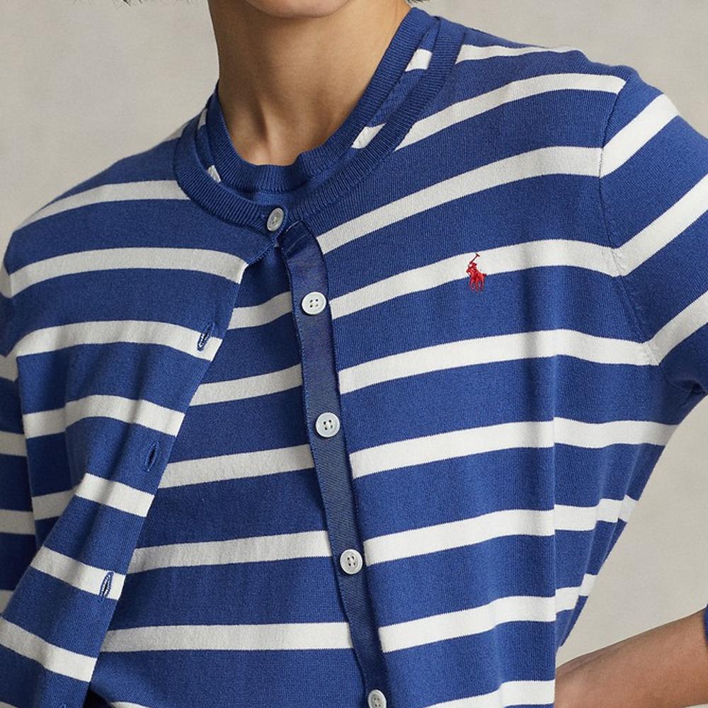 Polo Ralph Lauren Ss23 Logo Embroidered Striped Long Sleeve Knit Sweater Women sweater Blue WMPOSWENC020614-400