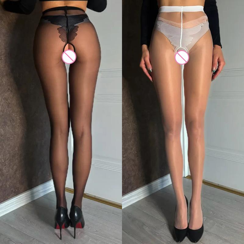 1/2 Pairs Summer Thin Sheer Tights Women Sexy High Waist Open Crotch Pantyhose Transparent Crotchless Women Stocking