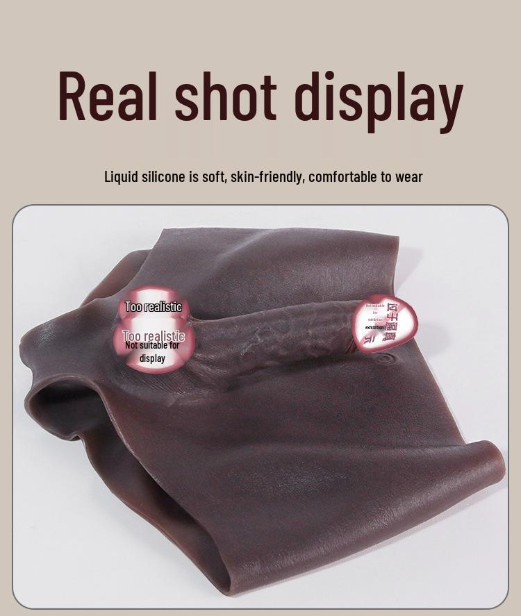 Pantaloni da uomo in pelle traforata con pene finto in carne morbida Lingerie