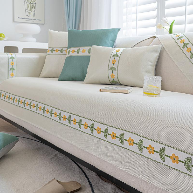 Ice Silk Sofa Cushion, Summer Mat, Non-Slip Seat Cushion, Advanced Sense  New Cream Wind Sofa Cover Cover Cloth