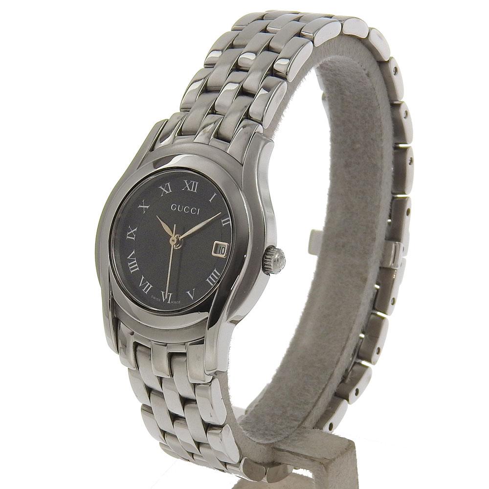 GUCCI Watches 5500L blackDial Stainless Steel Quartz Analog display Women Used