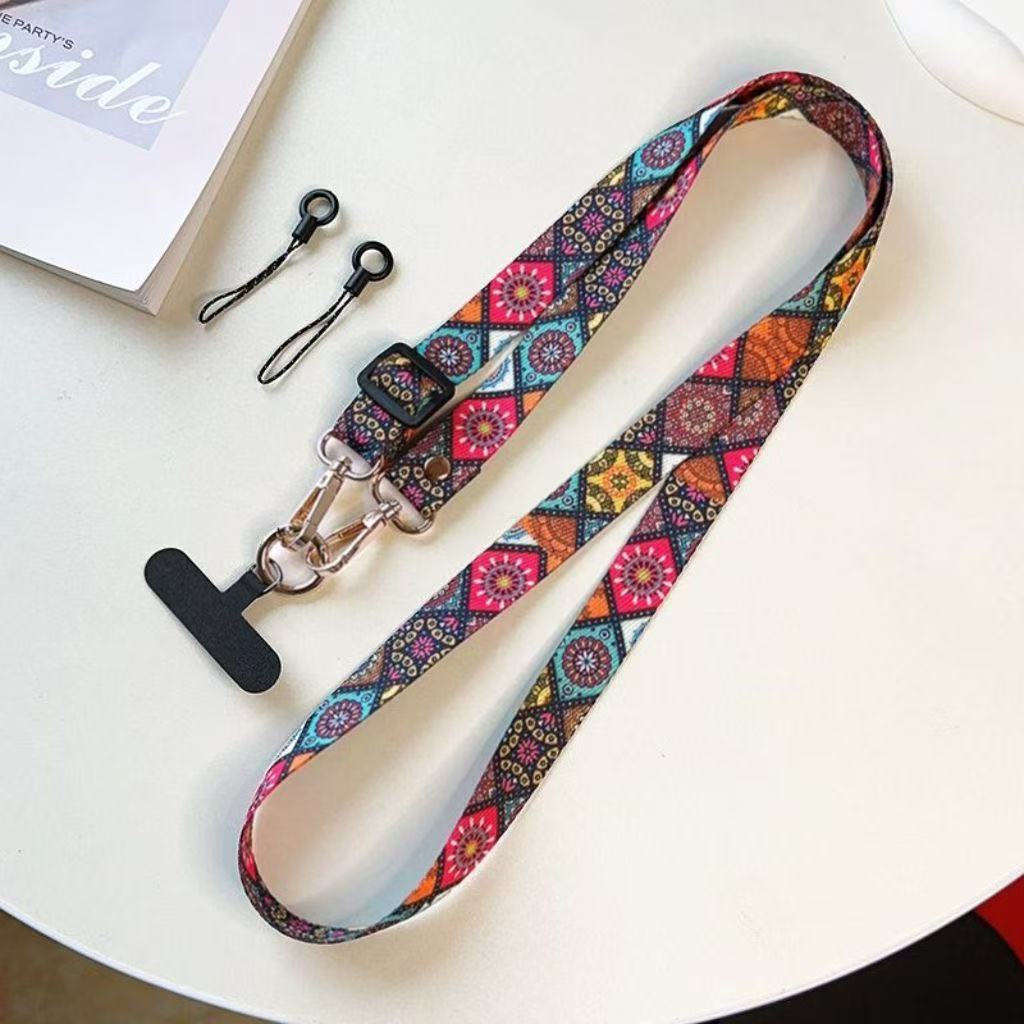 Verbesserte Version Retro-Muster Diagonales Band Verstellbar Handy Langes Lanyard Zum Aufhängen am Hals Um Verlust zu Verhindern Seil
