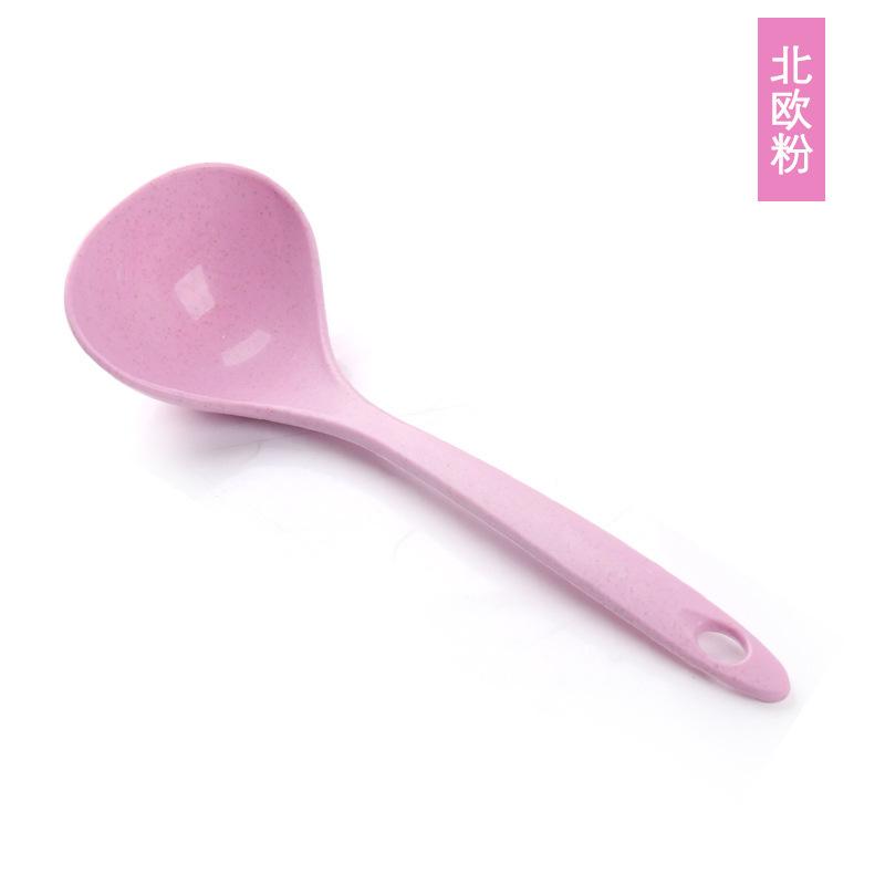4 Colors Long Handle Soup Spoon 1pcs Dinner Scoops Wheat Straw  Large Porridge Spoon Tableware Dinnerware Kitchen Cooking Tool pink