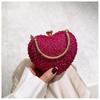 1 Piece Rhinestone Mini Handbags Luxury Diamond Inlay Heart Shape Crystal Clutch Purse Evening Wedding Party Shoulder Bag