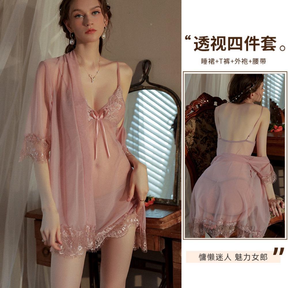Xianyi Erotic Underwear Flirting Seduction Sexy Mesh Perspective Free Pajamas Skirt Set Bed Passion Clothes Women