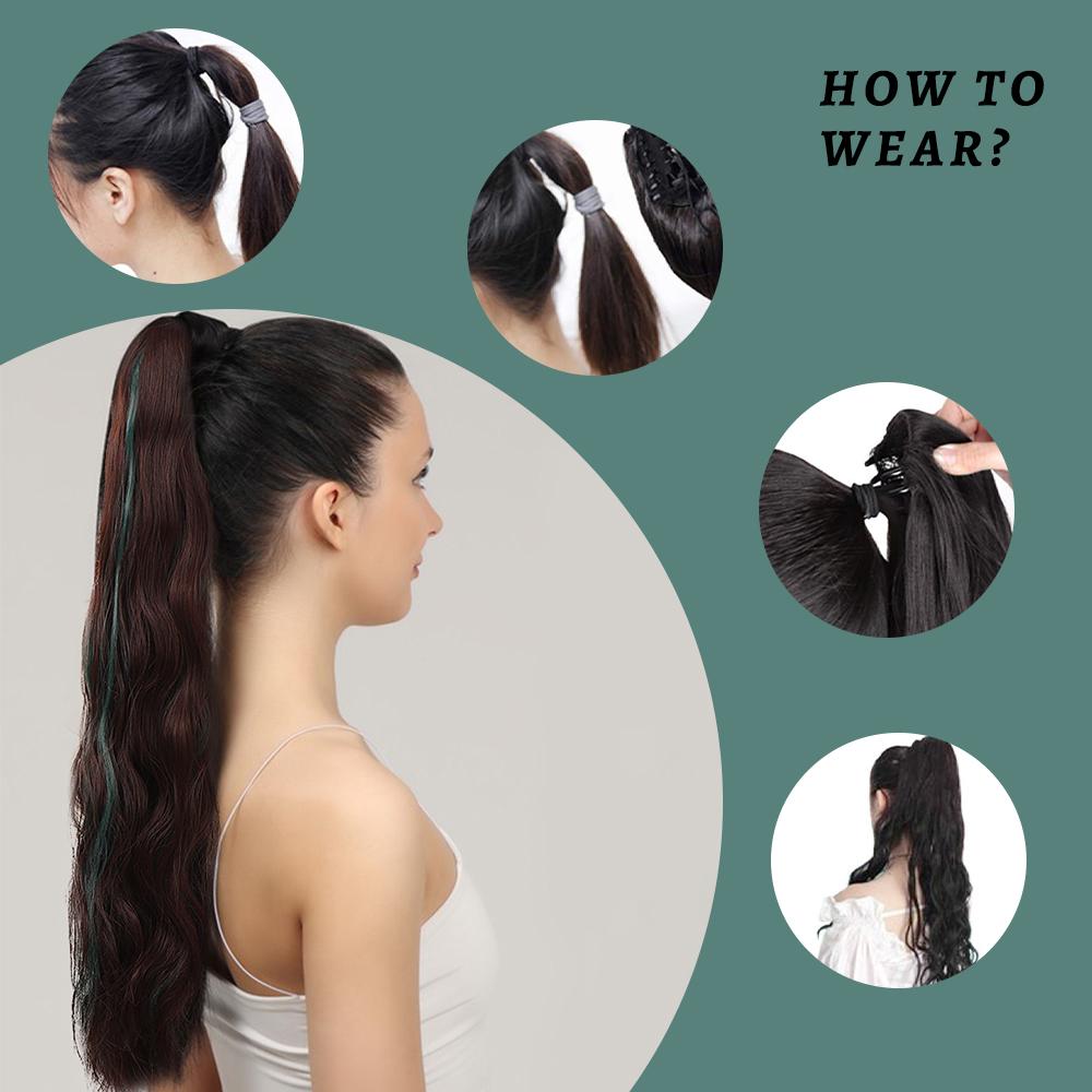 Synthetic 24inch Claw Clip On Ponytail Hair Extension Ponytail Extension Hair For Women Pony Tail Hair Hairpiece