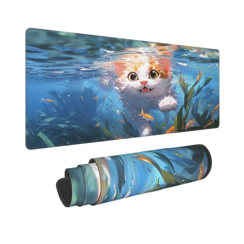 Cute Cat Natural Rubber Laptop Carpet XXL Mice Pad Custom HD Large Home keyboardpad MousePad 80x30CM Lock Edge Large Mousepad