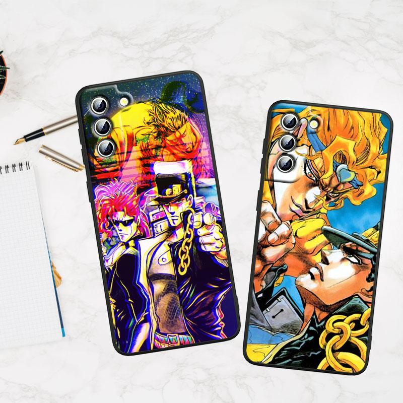 Cartoon Anime JoJo Jotaro Kujo Phone Case For Samsung S23 S22 S21 S20 S10 S8 Note 20 A9 A73 A71 A53 A33 Ultra Plus FE Black