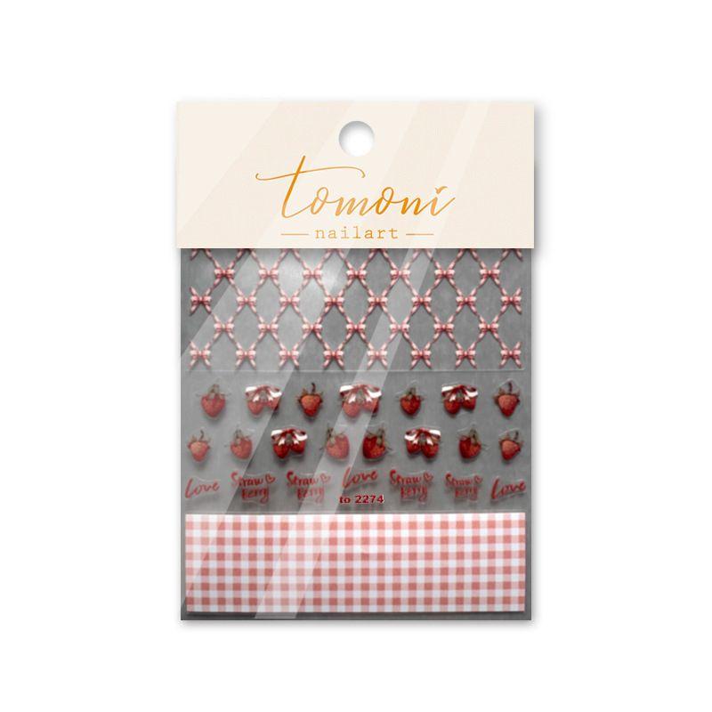 

Tomoni Cute Strawberry Embossed Japanese Style Nail Beauty Stickers Strawberry Gingham 2274