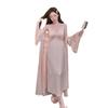 Satin texture silk nightdress new lace sexy ice silk elastic nightgown women's suspender skirt set long nightdress