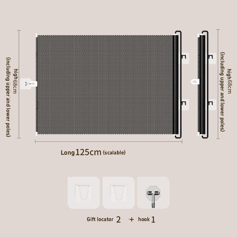 Retractable Pet Gate For Cats Dogs No-Drill Mesh Safety Barrier Anti-Jump Isolation Fence To Prevent Cat From Escaping Indoor