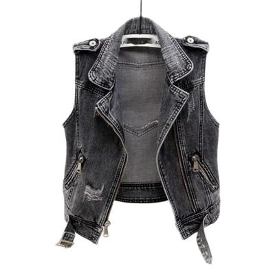 Women Vest  Ripped Cowboy Waistcoat Denim Vest Sleeveless Wild Tops
