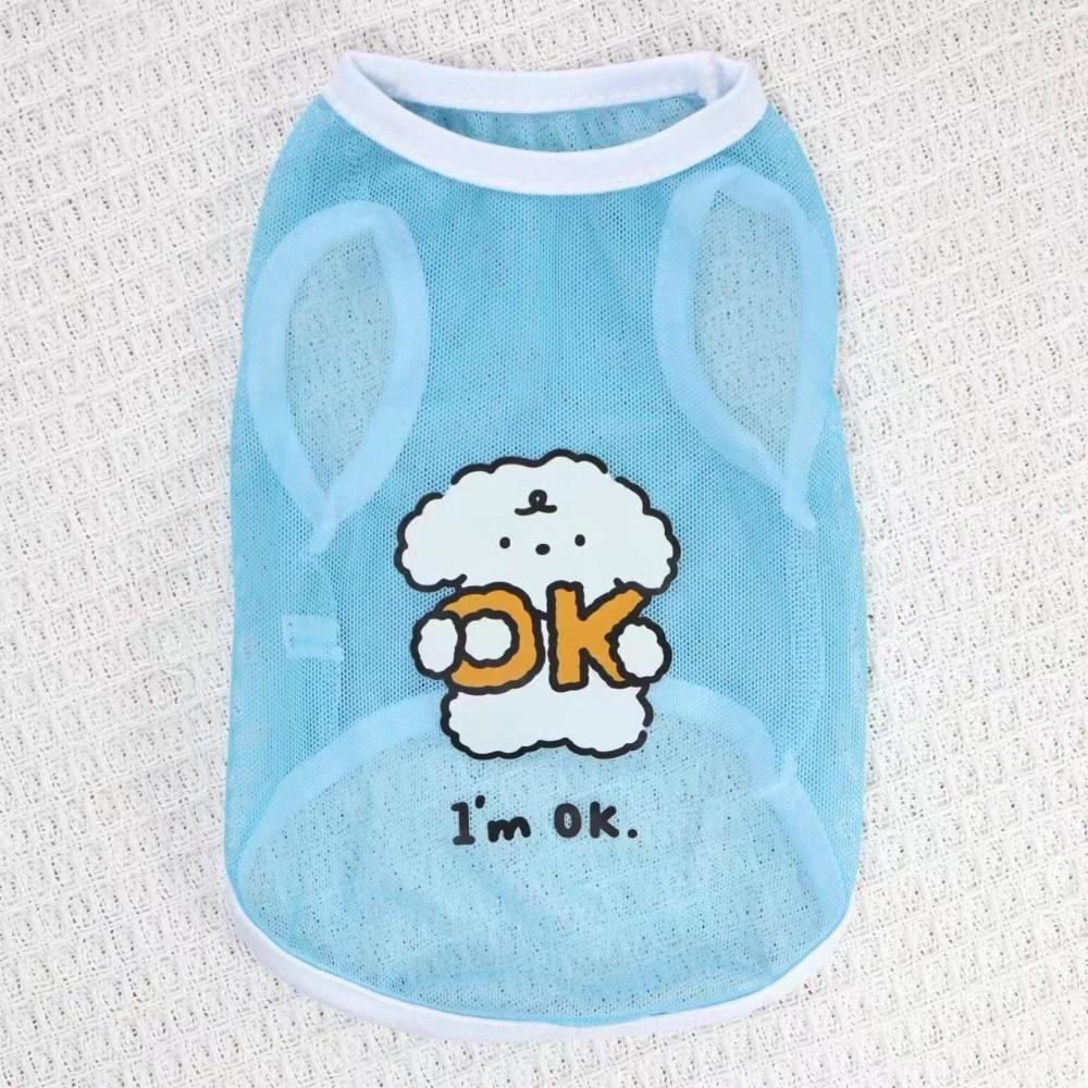 

Polyester Dog Mesh Vest Cute Dog Pattern Pet Beach Clothing New Puppy T-shirts Pet Apparel L синій
