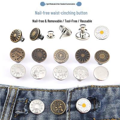 Adjustable No-Sew Waist Cinching Button for Jeans