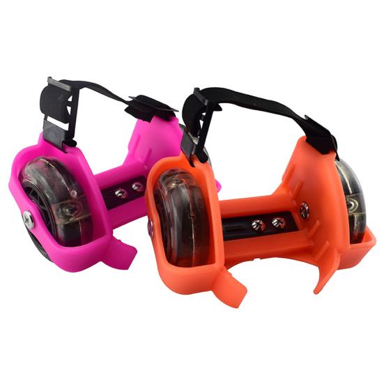 1 Pair Kids Children Outdoor Adjustable LED Flashing Wheel Heel Skate Rollers