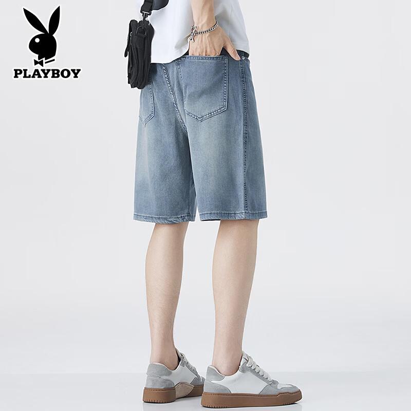 PLAYBOY Men s Ice Silk Denim Shorts 28