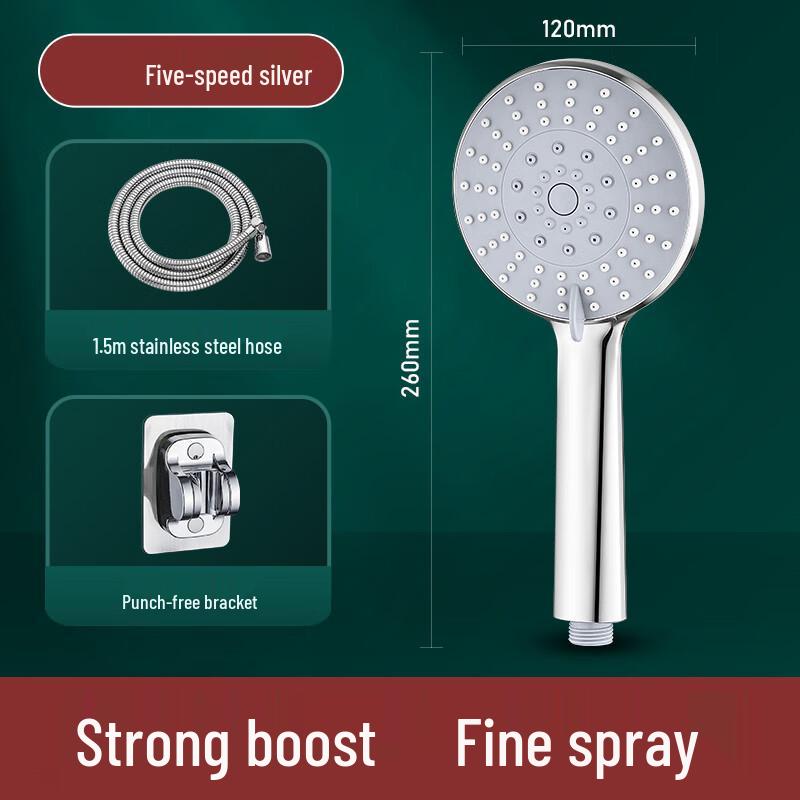 Shuangan Pressurized Stainless Steel Round Handheld Shower Head Set