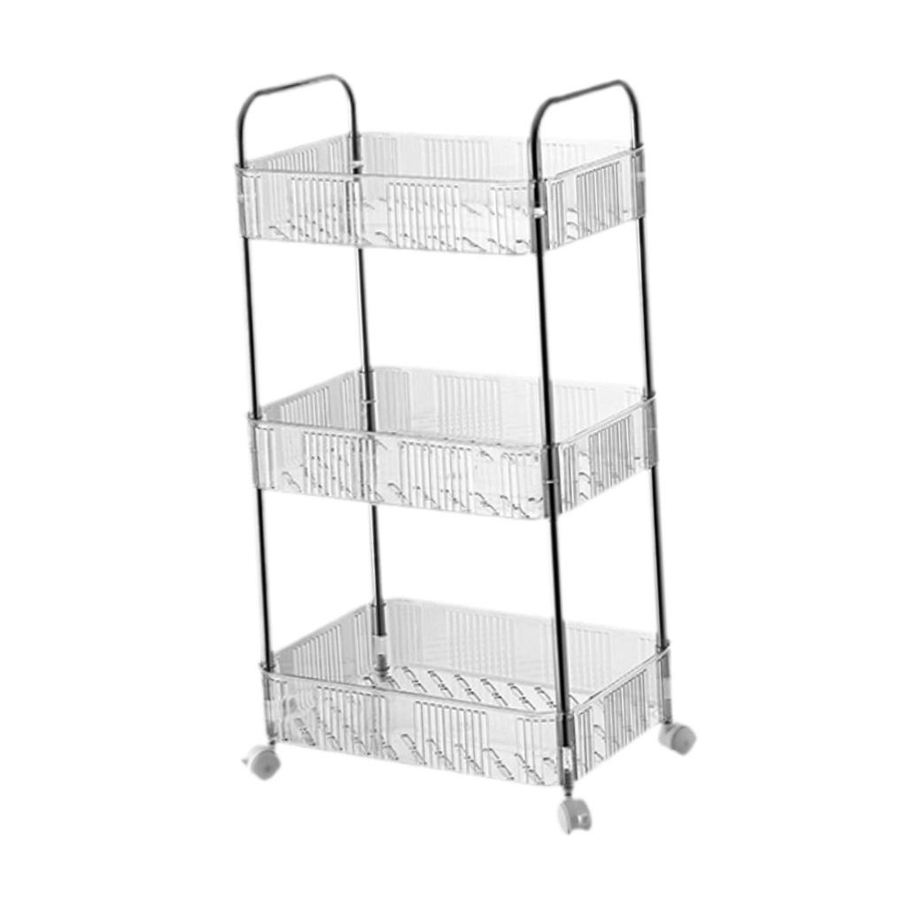 Mobile Shelf Cart with Caster Wheels 3 Layer Home Kitchen Corner Office Rolling Storage