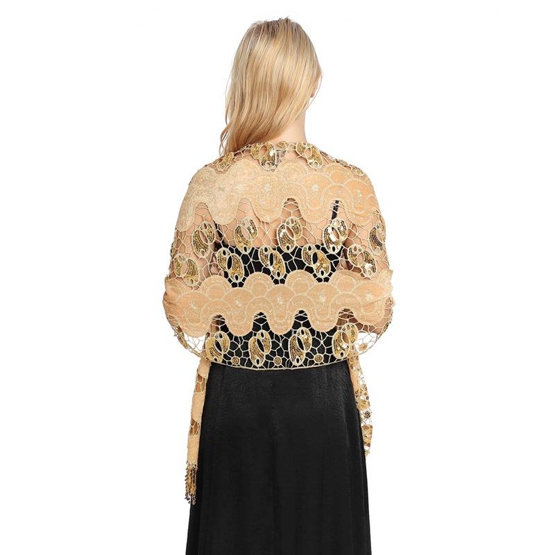 

180*50см (включая кисточки) Прозрачная шифоновая шаль, блестящие накидки с бахромой из пайеток, шали-накидки для женщин 180*50cm (with tassels) шампанского