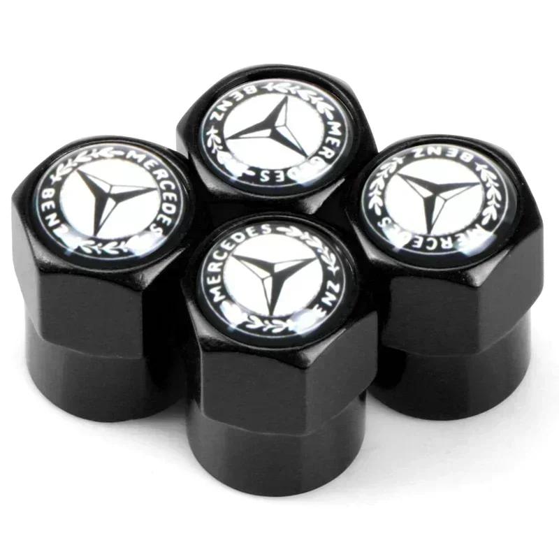 UKY5 Car Tire Valve Stems Cap Knurling Style Tire Valve Cap Tire Wheel Stem Air Valve Cap For Mercedes Benz W211 W204 W210 CLA GLA