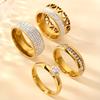 Korean Style Titanium Steel Ring Inlaid with Full Diamond Rotatable Roman Numeral Fashion Ring i Stainless Steel Jewelry Factory