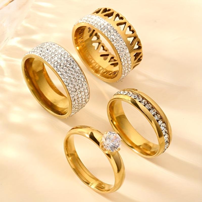 Korean Style Titanium Steel Ring Inlaid with Full Diamond Rotatable Roman Numeral Fashion Ring i Stainless Steel Jewelry Factory
