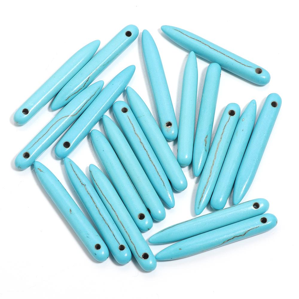 

30pcs Natural Stone Pendant Steel Needle Shape Turquoise Pendant For Jewelry Making DIY Necklace Bracelet Earrings Accessories 5X20mm синий