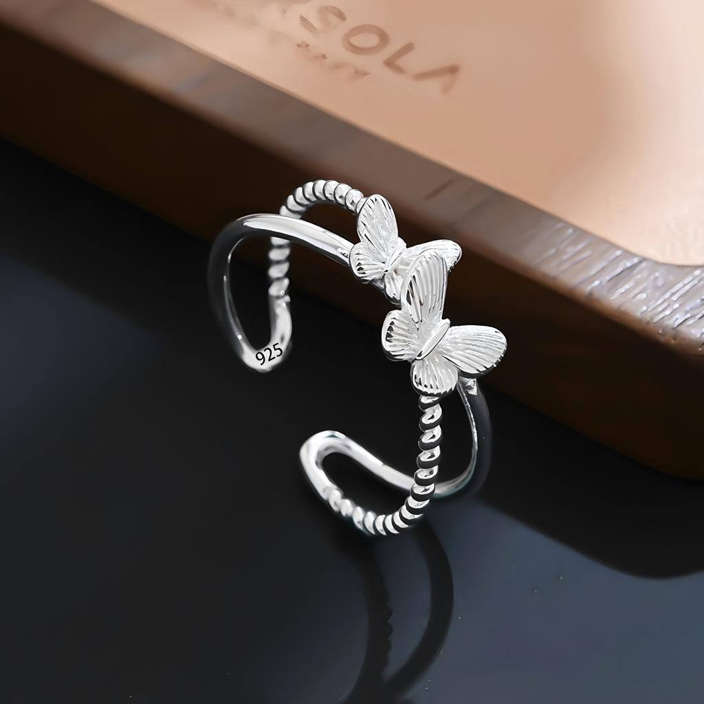 925 Sterling Silver Butterfly Ring for Women Minimalist Pattern Elegant Temperament Fashion Jewelry Gift Dropshipping