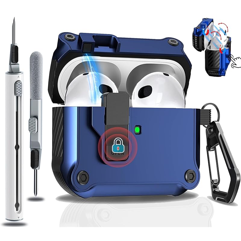 

OJBSEN Airpods 4th generation case AirPods4 2024 (USB-C) correspondence with safety lock automatic button Air pods Comes with cleaner kit Magsafe