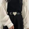 Chic Black Pu Leather Heart Belt For Women Stylish Adjustable Fashion Accessory
