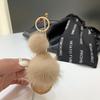 Luxury Fluffy Real Mink Fur Slippers Ball Pom Poms Fur High Quality Car Metal Ring Pendant For Women Bag Charm