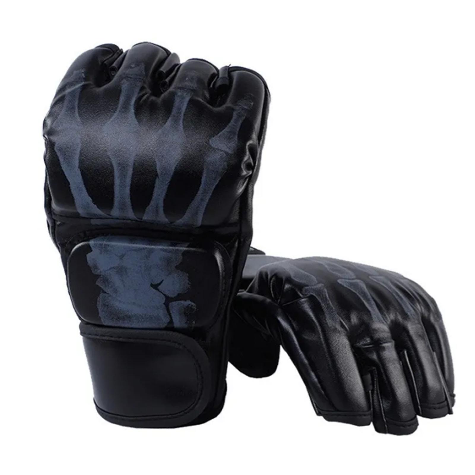 Boxing Gloves Unisex Adult Half Finger Taekwondo Protective Clothing for MMA Combat Training Black