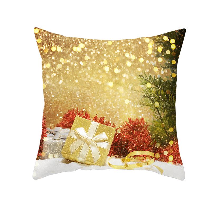 Golden Christmas Peach Velvet Cushion Cover New Digital Printed Square Cushion Cover Cushion Cover
