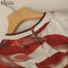 ZANZEA Damen Lässig Rundhals Locker Sommer Kurzarm Print Bluse