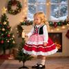 Red & Green Sequin Christmas Dress: Santa Claus Snowflake Costume, Girls' Mesh Princess Dress