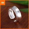925 Sterling Silver Rings For Women Geometric Fine Jewelry Finger Adjustable Wide Smooth Flat Ring For Party Birthday Gift