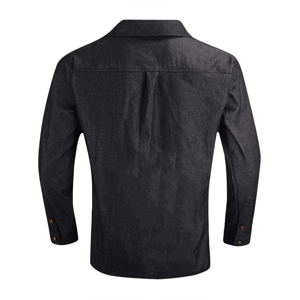 Pánská letní jednobarevná košile s klopou a dlouhým rukávem Pánská ležérní módní košile s dlouhým rukávem