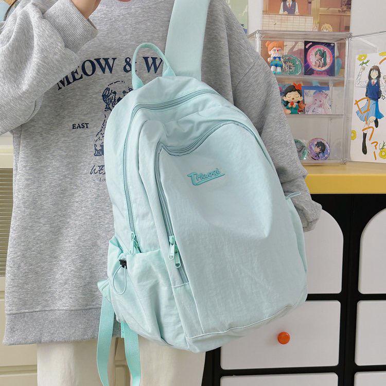 Korean Style Lightweight Backpack - Versatile Solid Color for Students and Women