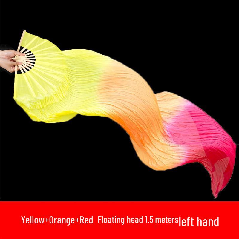 

Двусторонний длинный шелковый танцевальный веер со стримером для выступлений в стиле янгко и на площади