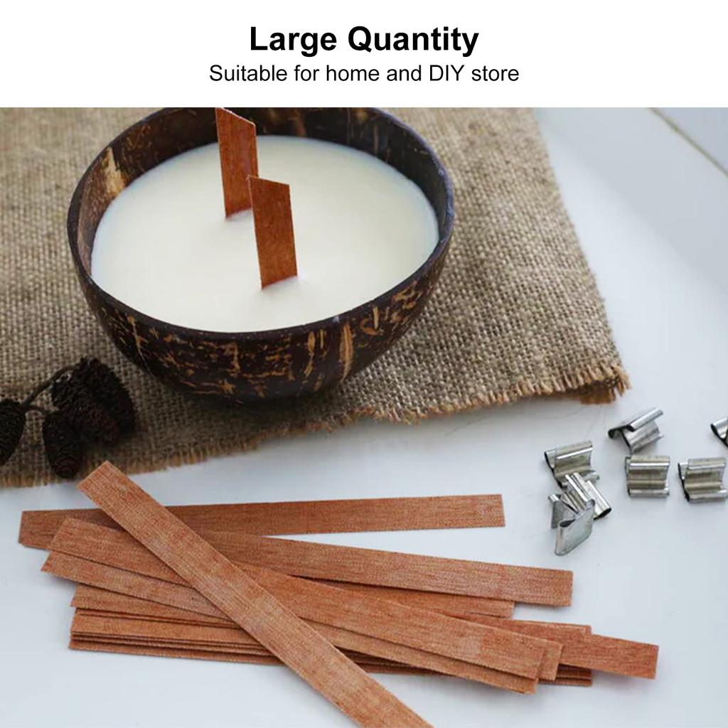 50 Pezzi Stoppini per Candele in Legno 2,4 X 0,5 Pollici Professionali Portatili per Candele Fai-da-te per la Casa con Base Metallica