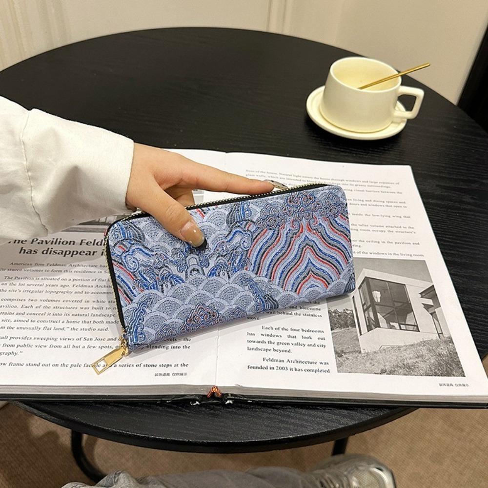 

Сумка для хранения карт на молнии Ручной женский держатель для карт Новый кошелек для монет Женский синий